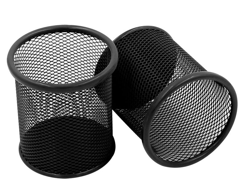EasyPAG Metal 2-Piece Pen Holder Set Desk Accessories & Workspace Organizers for Classroom, School & Office,White - Image 2
